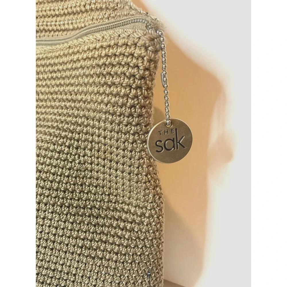 The Sak Crochet Backpack Purse Taupe Tan Boho Knit Sling Bag Vintage Y2K Large